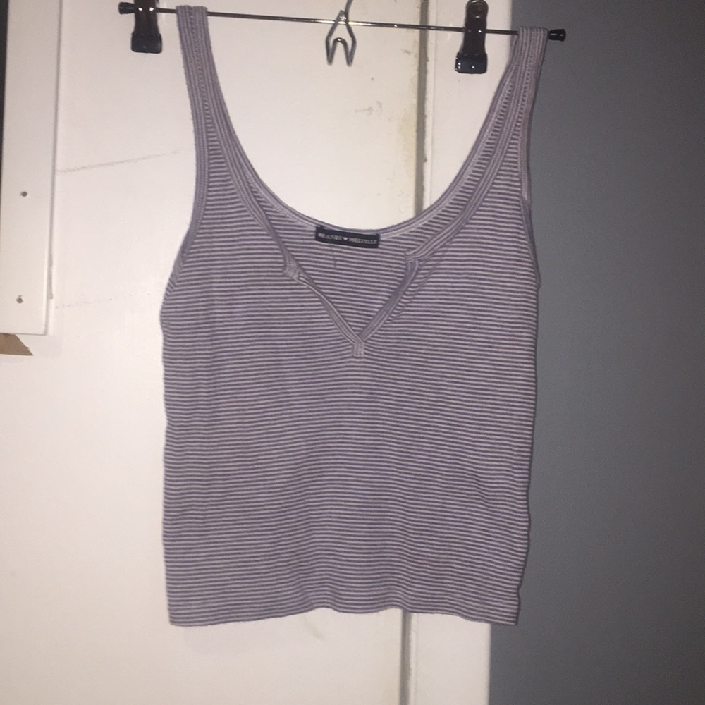 white and blue striped brandy crop tank